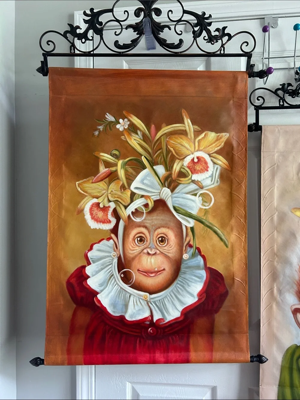 Whimsical Monkey Wall Art Panels in Brown, Green, Red
